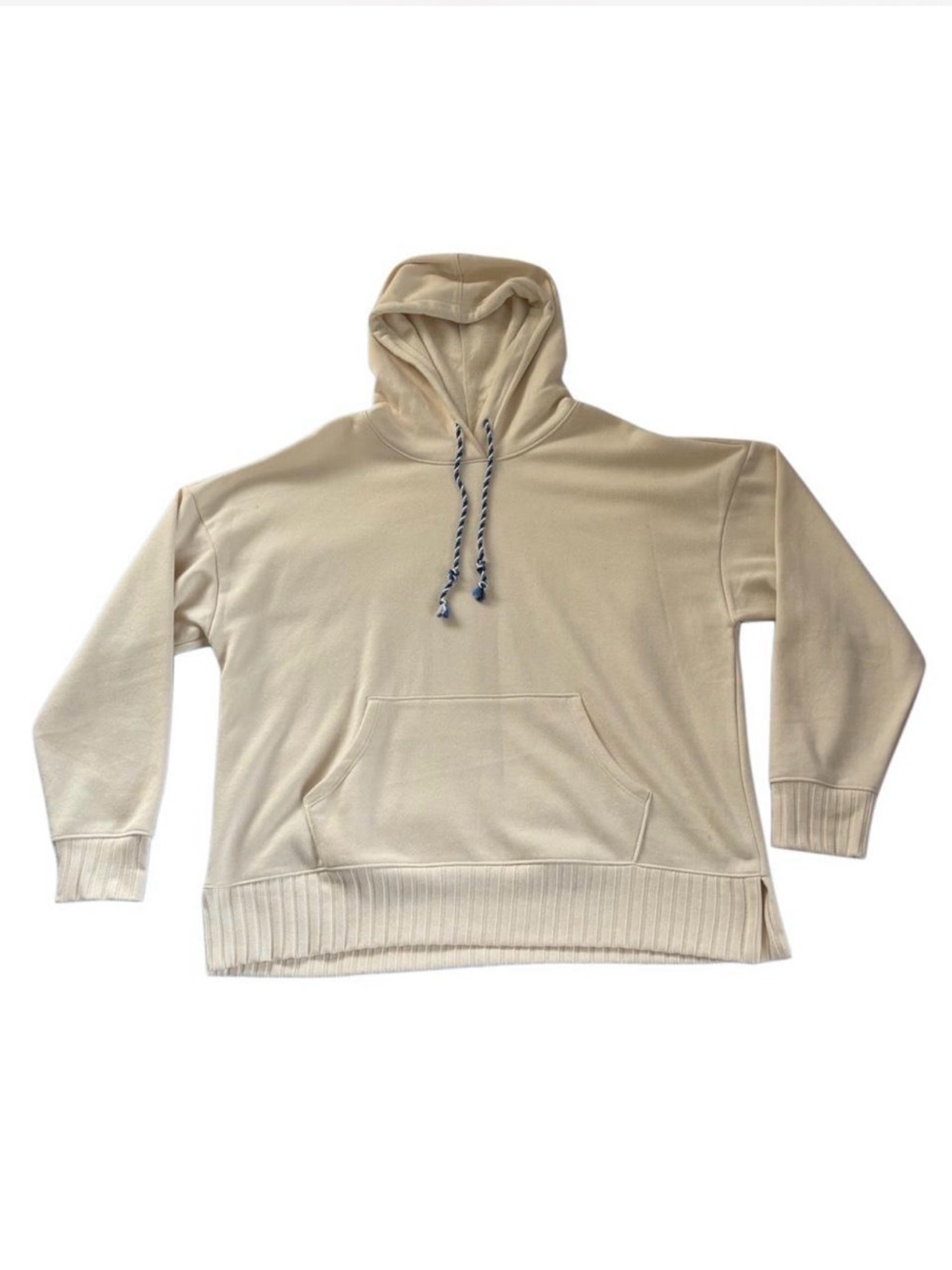 Cream Color Kangaroo Pocket Hoodie